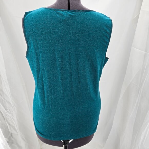 76-25 Alfani Teal Green sleeveless ruffled Tank top Size Large (L) - Picture 6 of 8